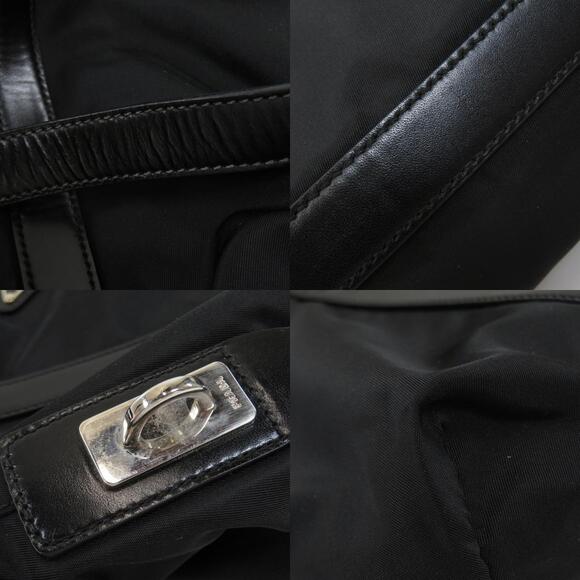 Prada Logo Plate Tote Bag Nylon Leather - Picture 9 of 10